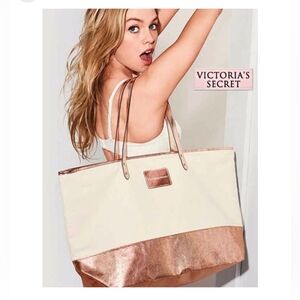 Victoria Secret Canvas and Rose Gold Tote Brand New with Tags